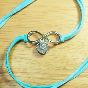 New Blue Silver Seashell Pearl Infinity Choker